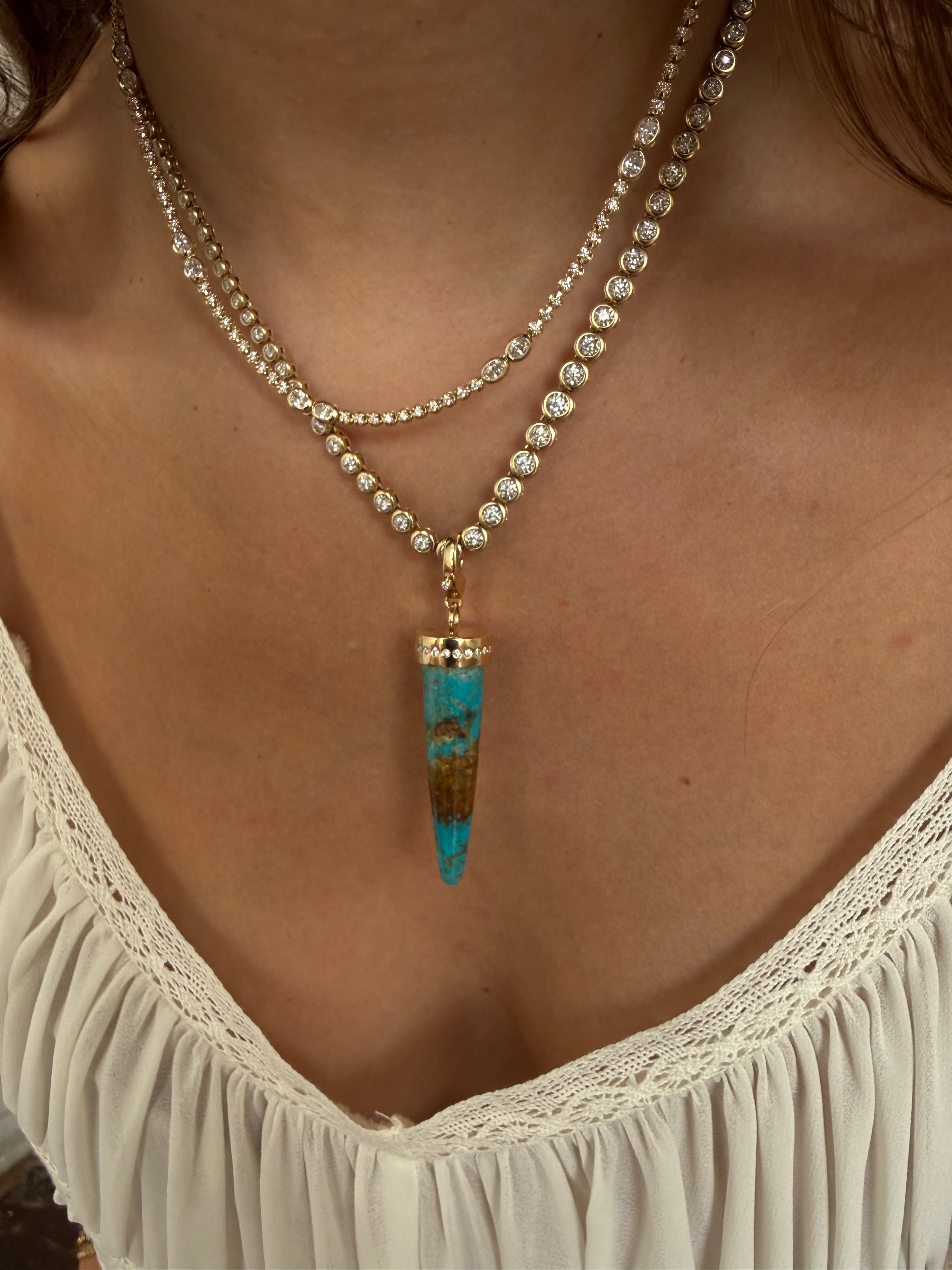 DIAMOND OVAL AND ROUND TENNIS NECKLACE WITH