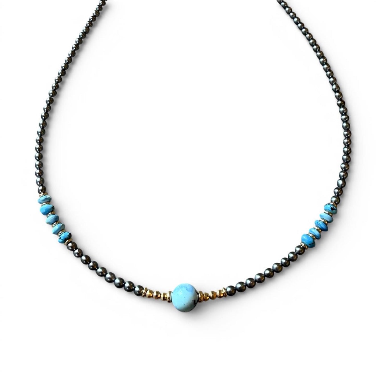 THE BABY TAHITIAN NECKLACES WITH GOLDEN HILL TURQUOISE
