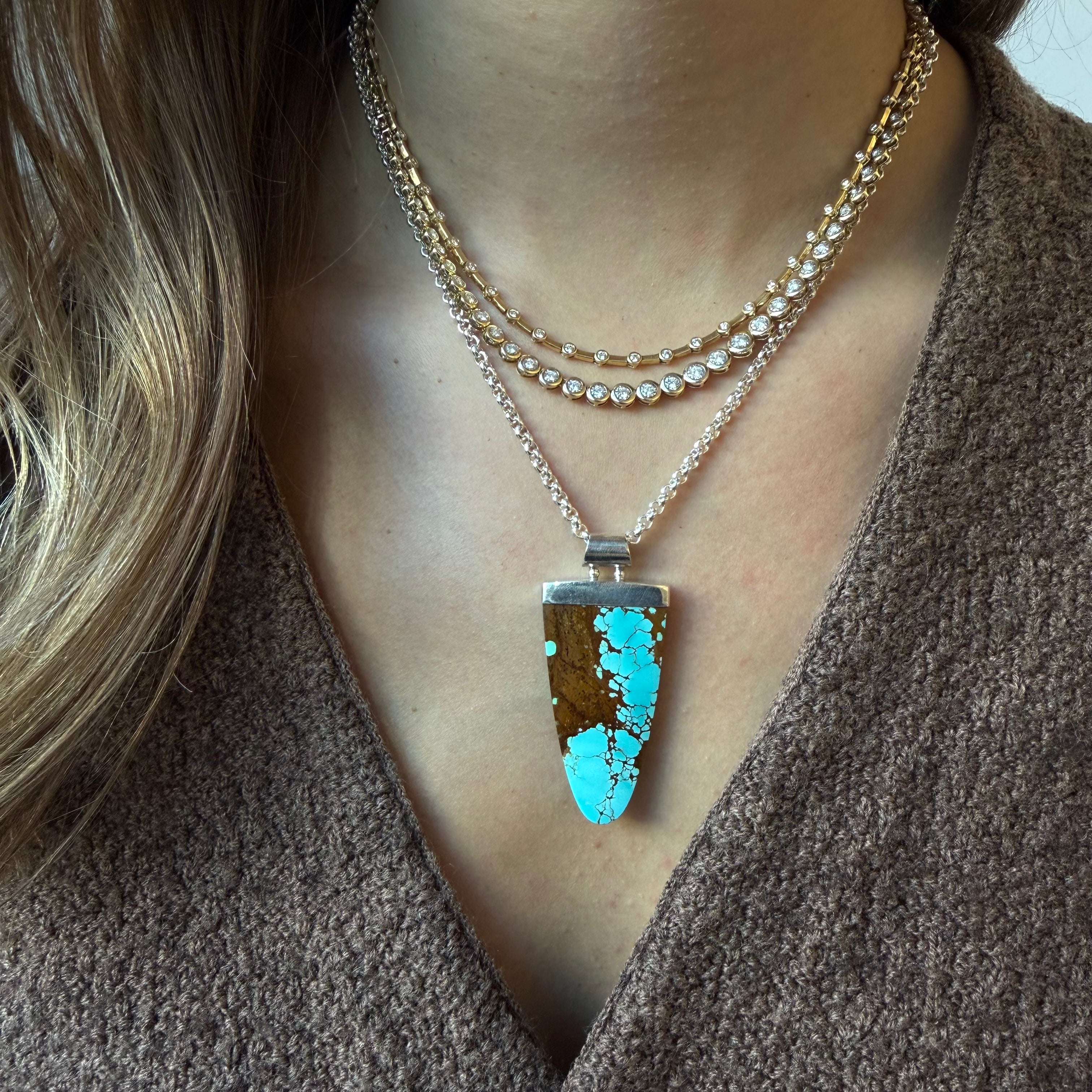 TURQUOISE PENDANT SET IN SILVER