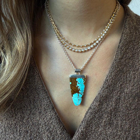 TURQUOISE PENDANT SET IN SILVER