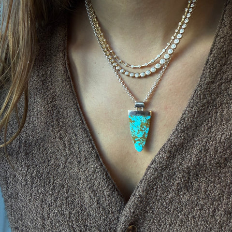 TURQUOISE PENDANT SET IN SILVER