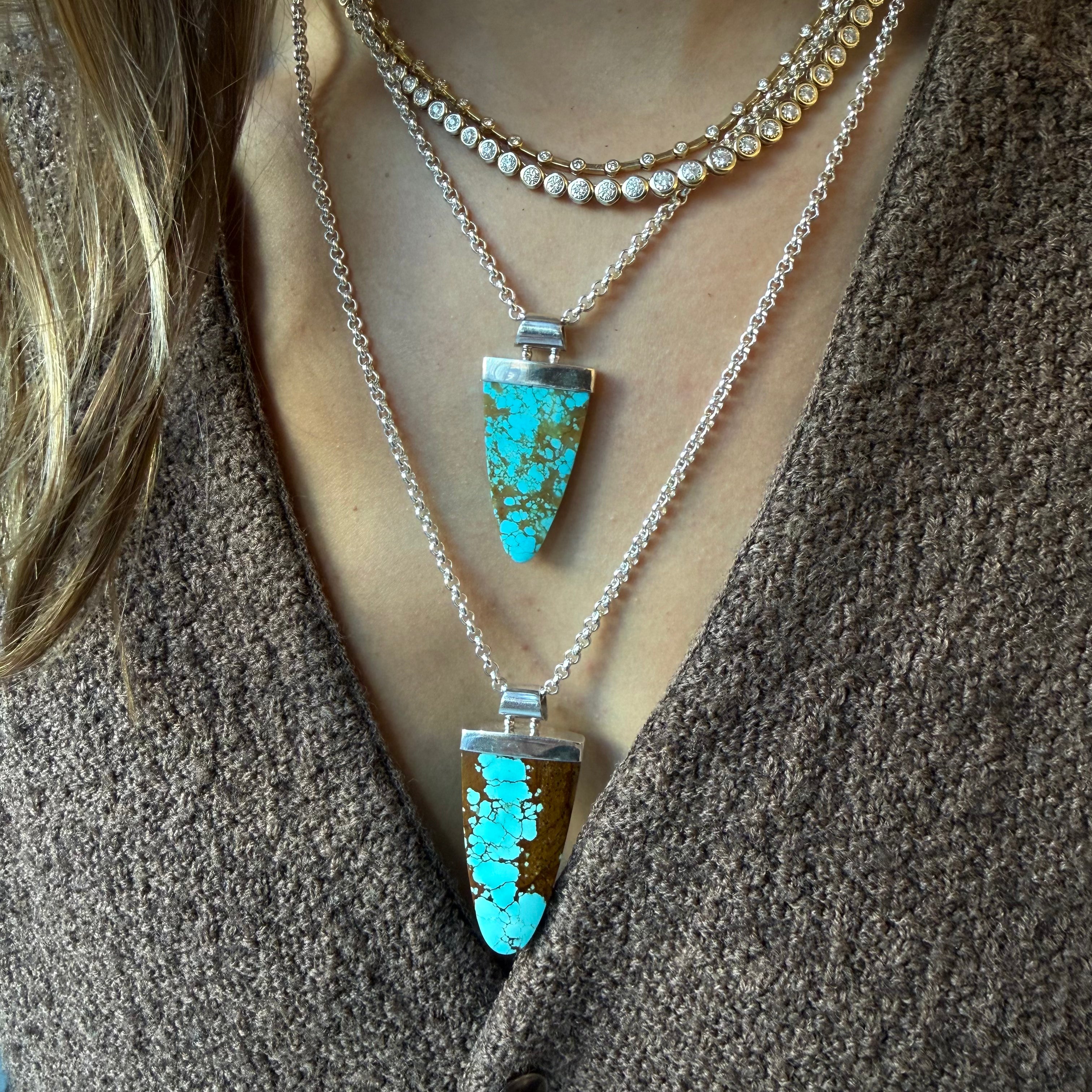 TURQUOISE PENDANT SET IN SILVER