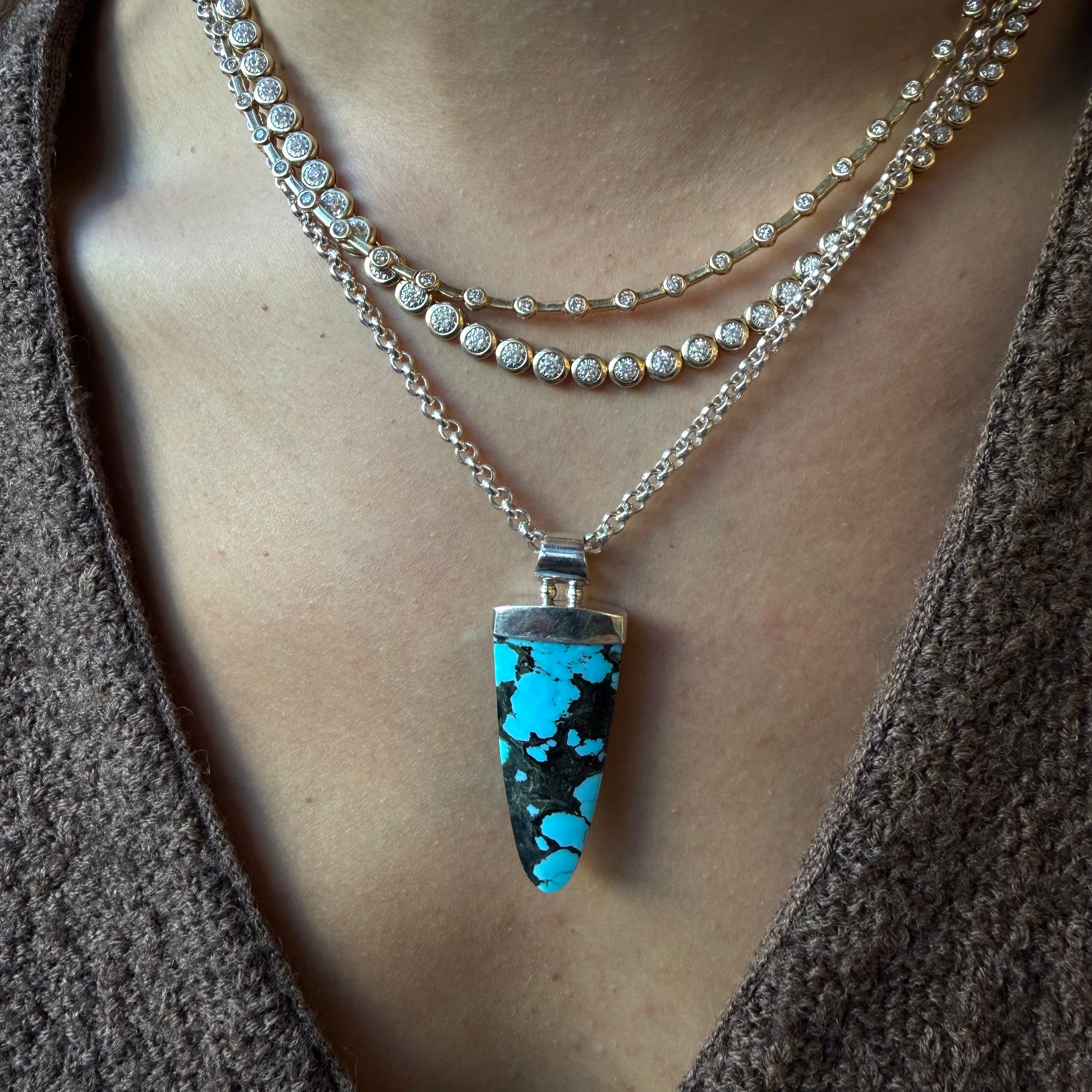 TURQUOISE PENDANT SET IN SILVER