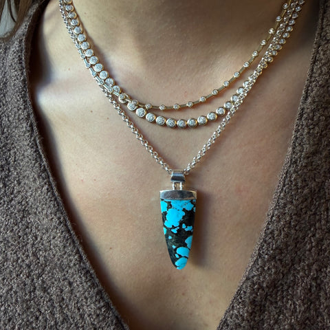 TURQUOISE PENDANT SET IN SILVER