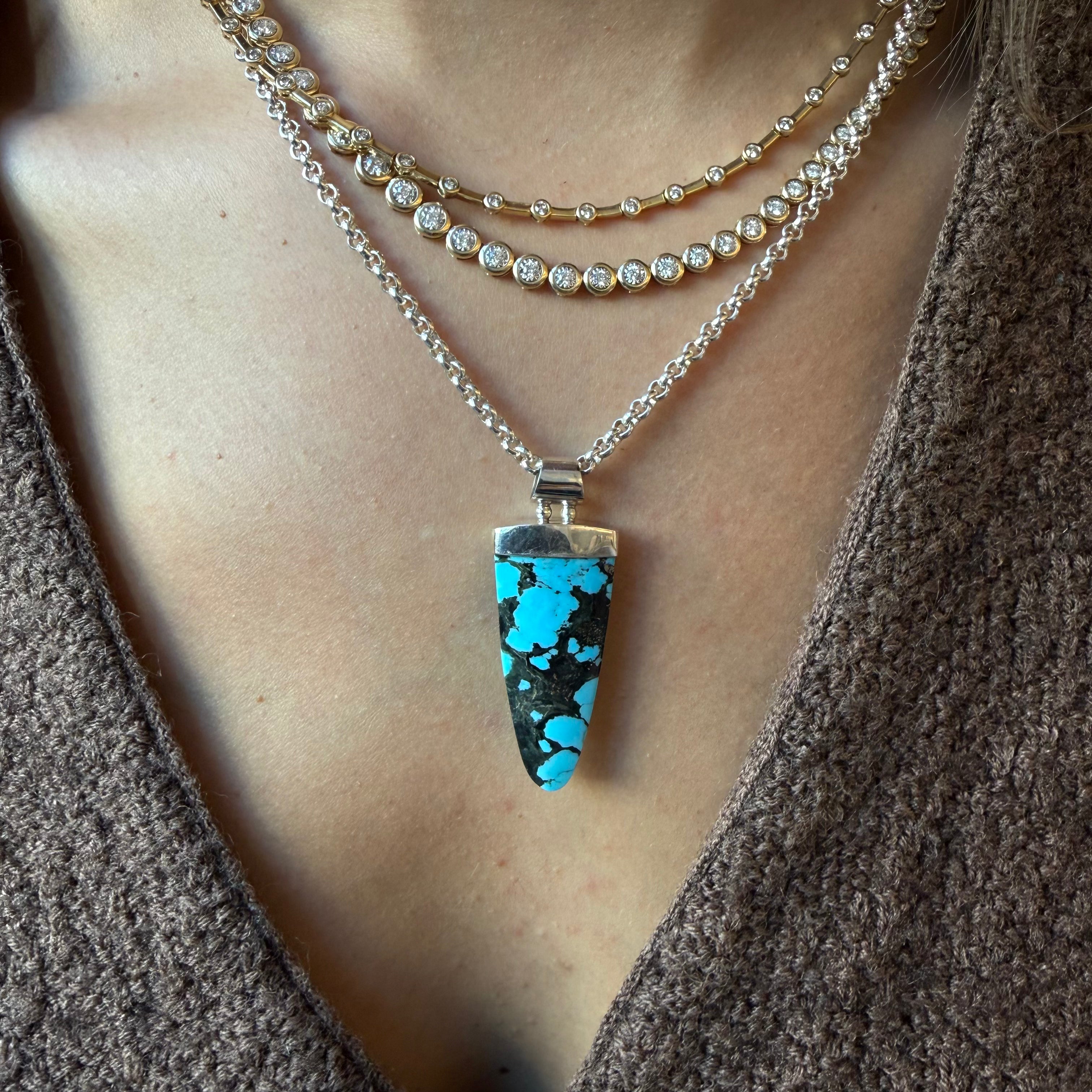 TURQUOISE PENDANT SET IN SILVER