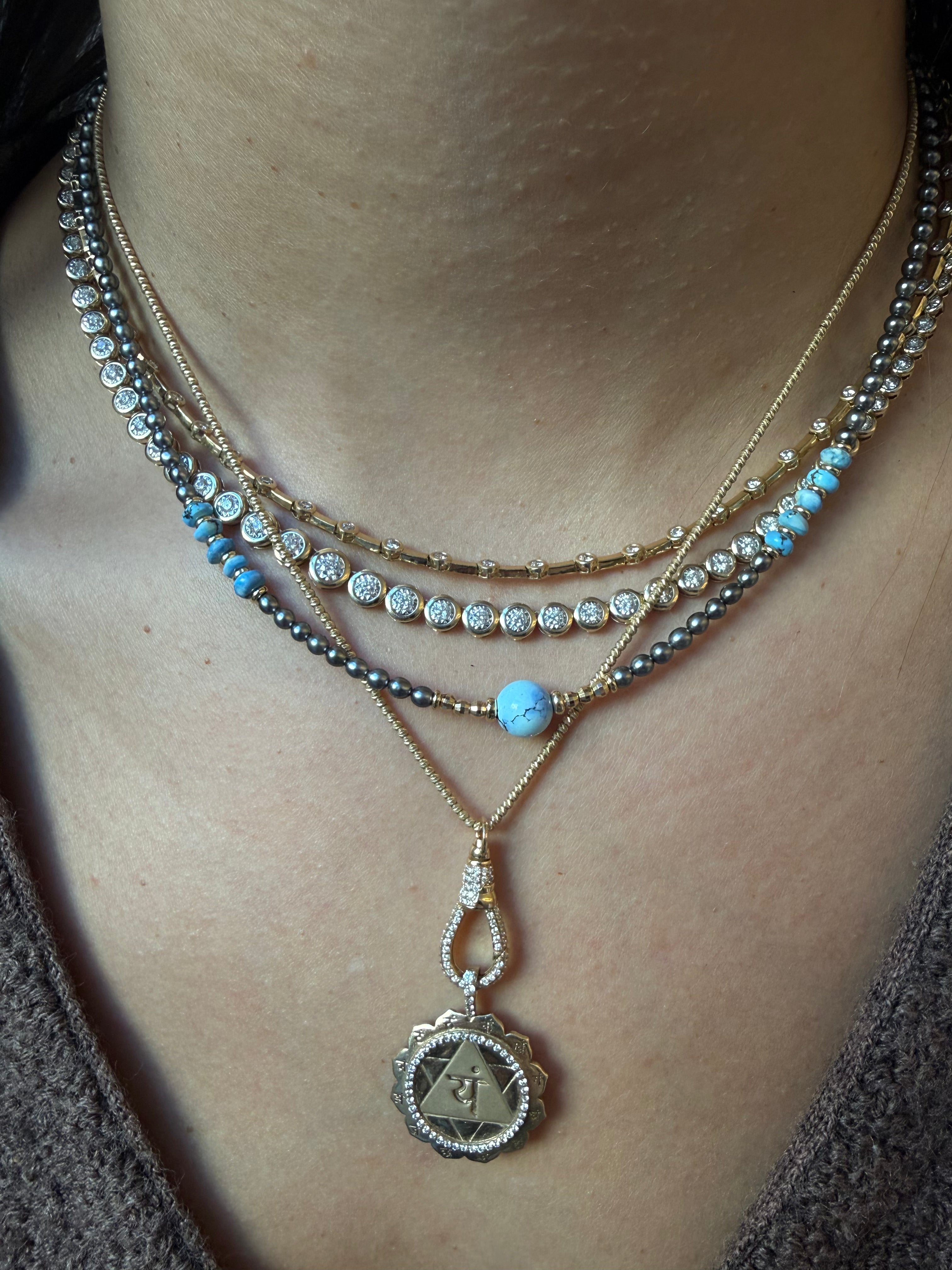 THE BABY TAHITIAN NECKLACES WITH GOLDEN HILL TURQUOISE