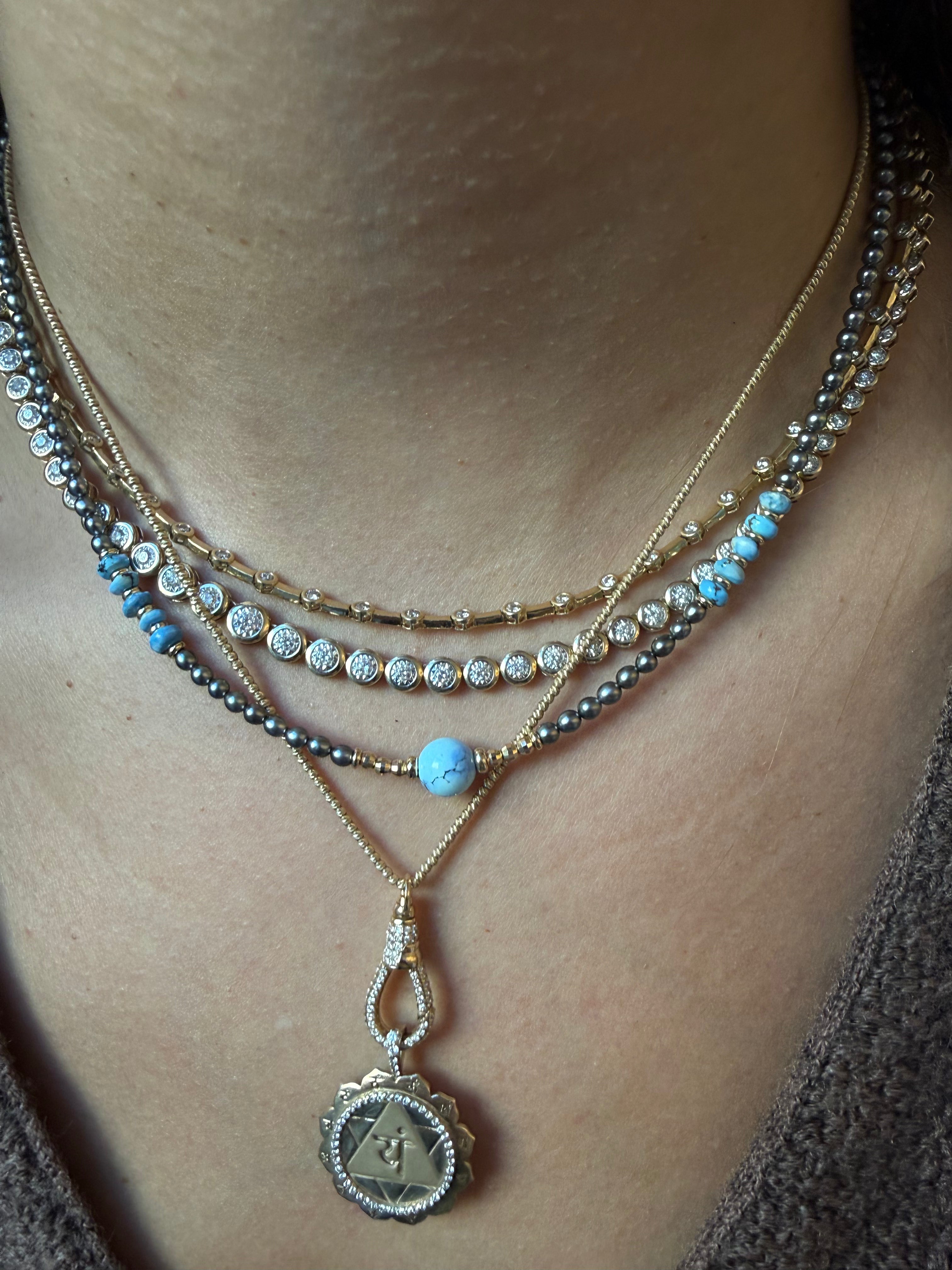 THE BABY TAHITIAN NECKLACES WITH GOLDEN HILL TURQUOISE