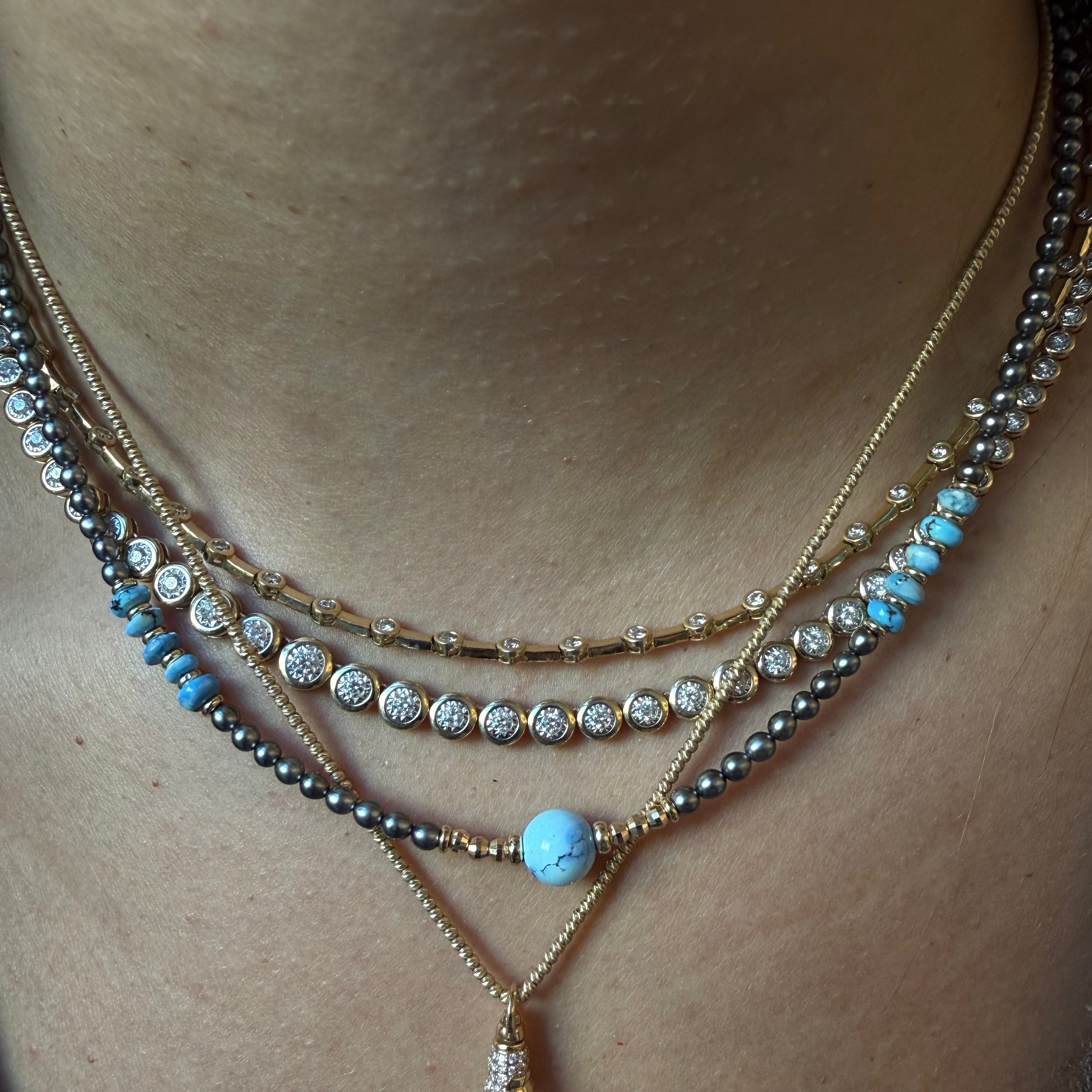 THE BABY TAHITIAN NECKLACES WITH GOLDEN HILL TURQUOISE