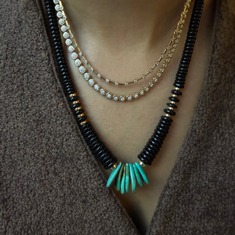 BLACK SPINEL AND TURQUOISE NECKLACE