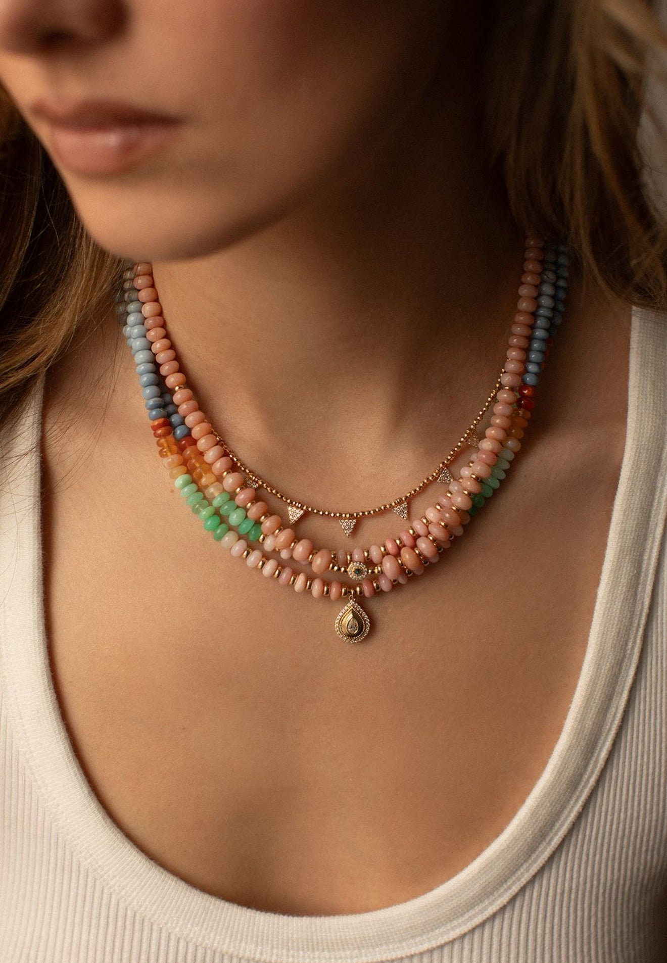 BOHO OPAL RONDELLE NECKLACE