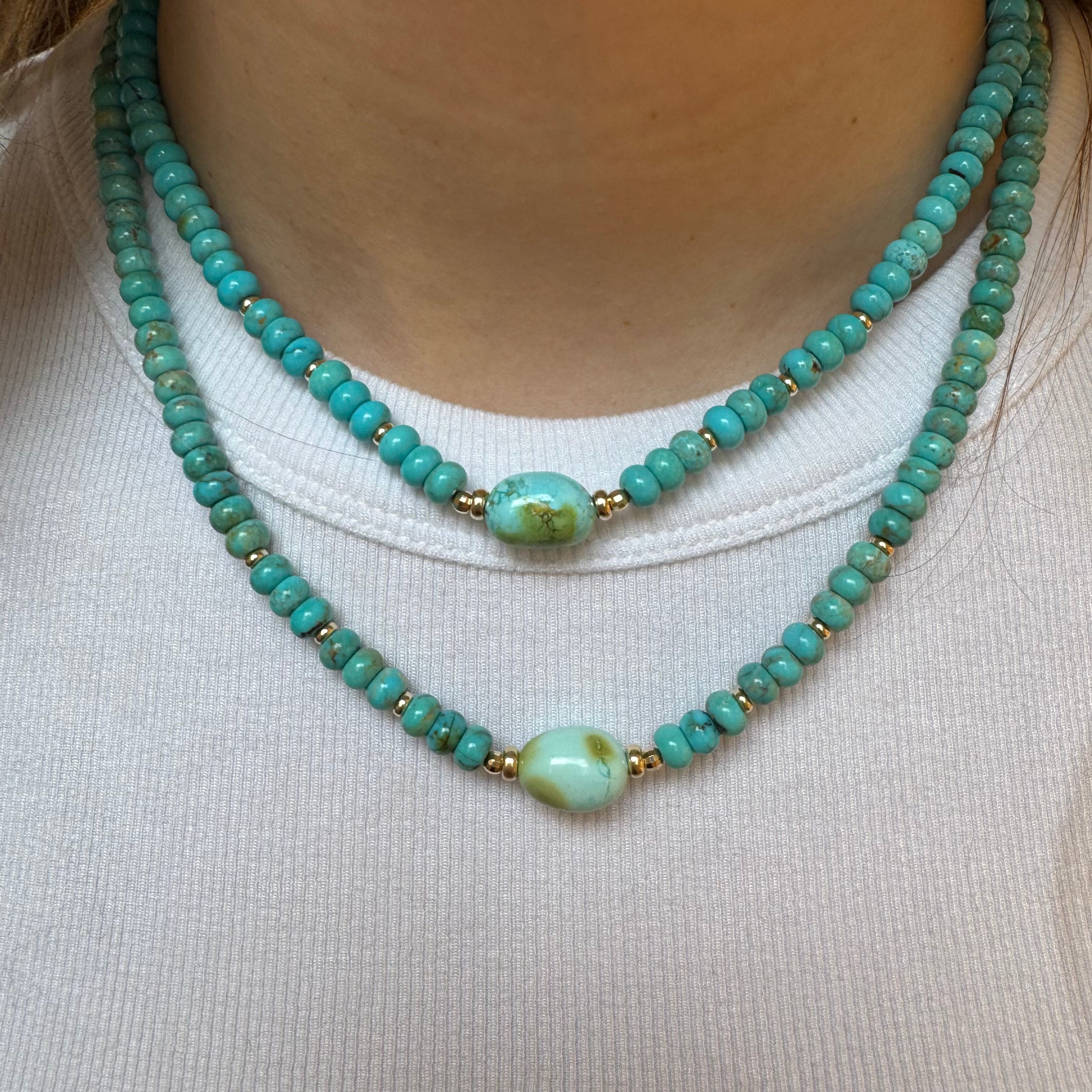 6MM TURQUOISE NECKLACE WITH TURQUOISE GEM