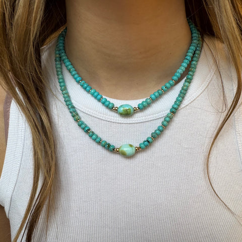 6MM TURQUOISE NECKLACE WITH TURQUOISE GEM