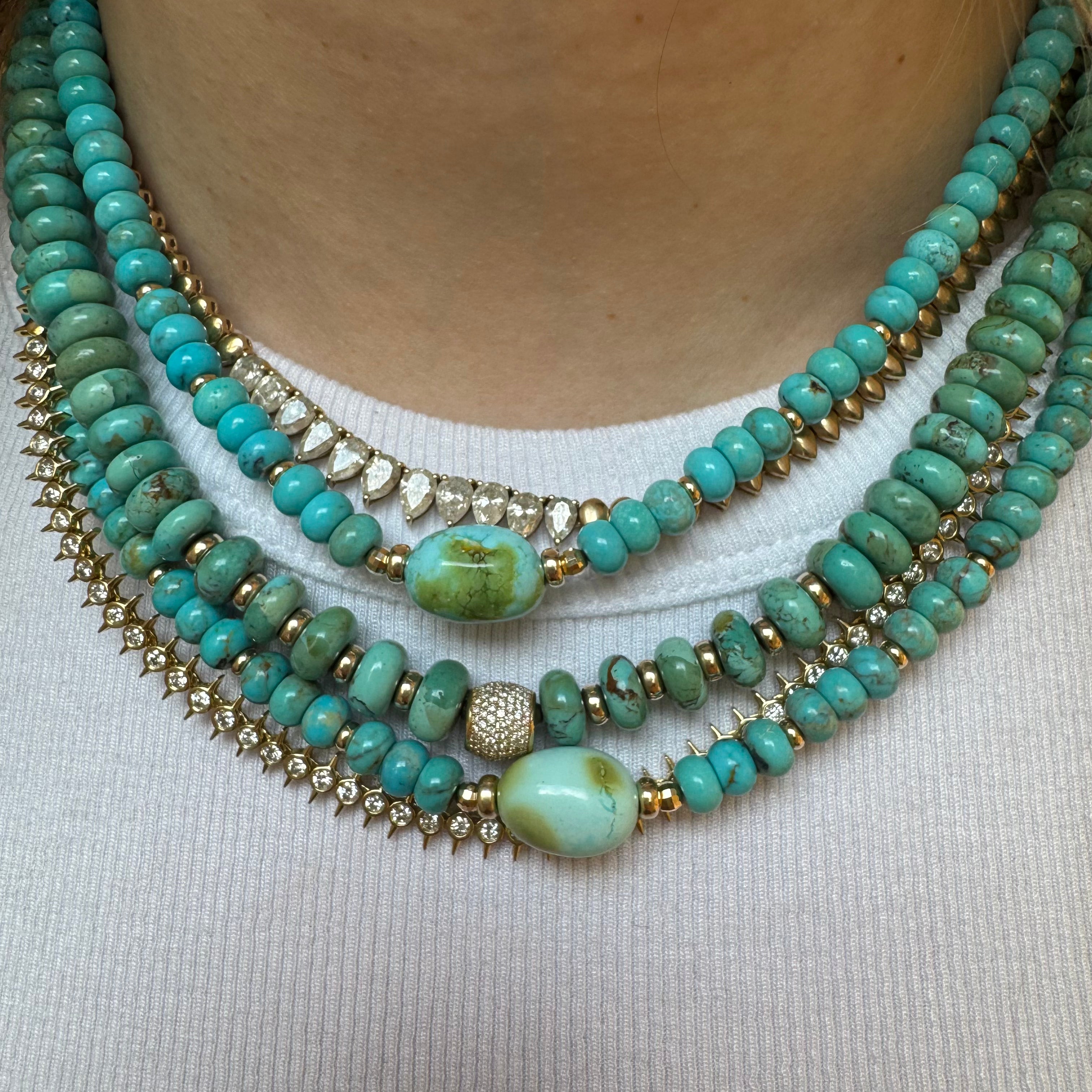 6MM TURQUOISE NECKLACE WITH TURQUOISE GEM