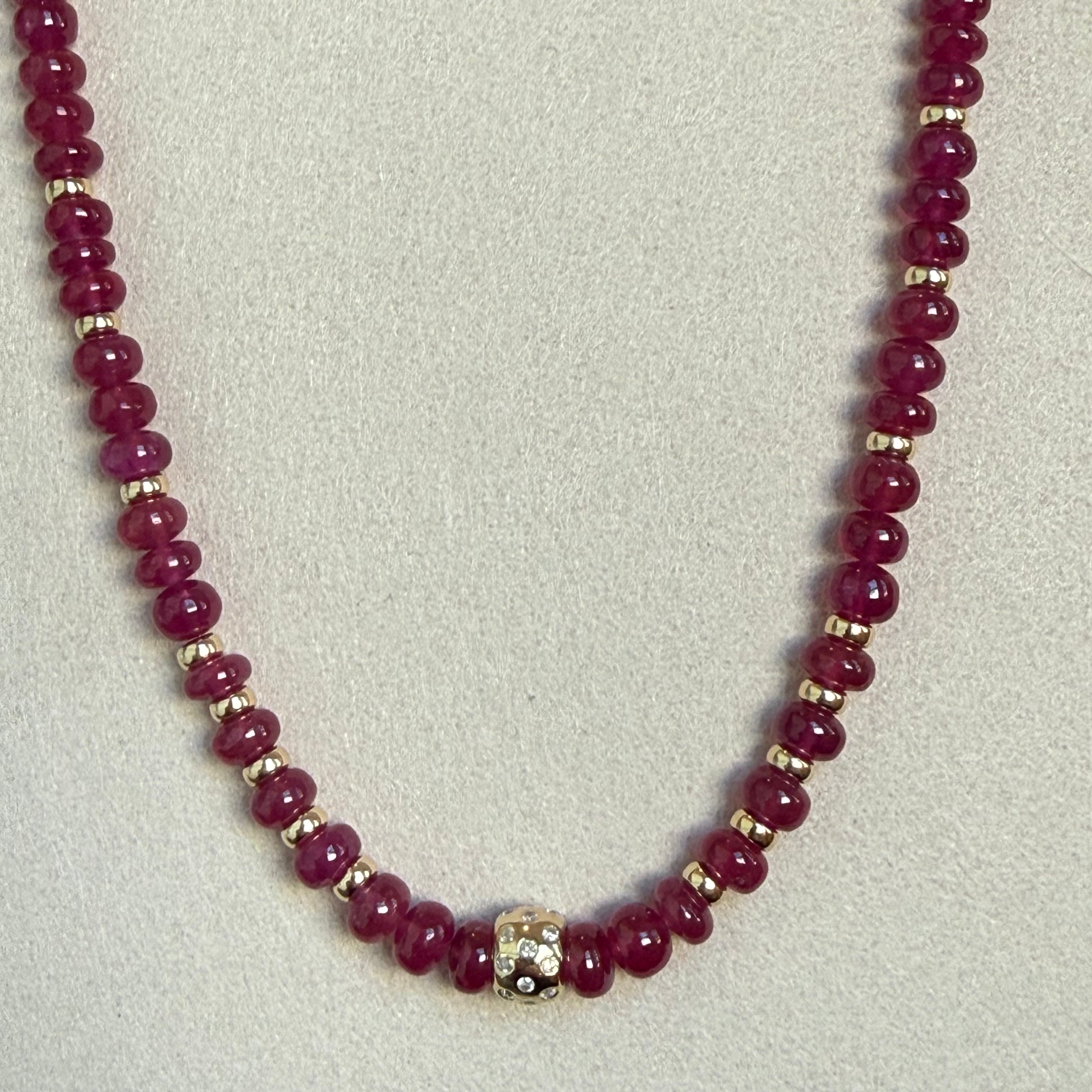 RUBY AND DIAMOND BEAD NECKLACE