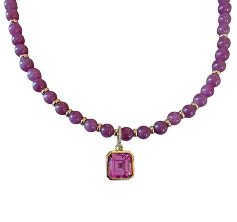 PINK  RUBY & PINK TOPAZ NECKLACE