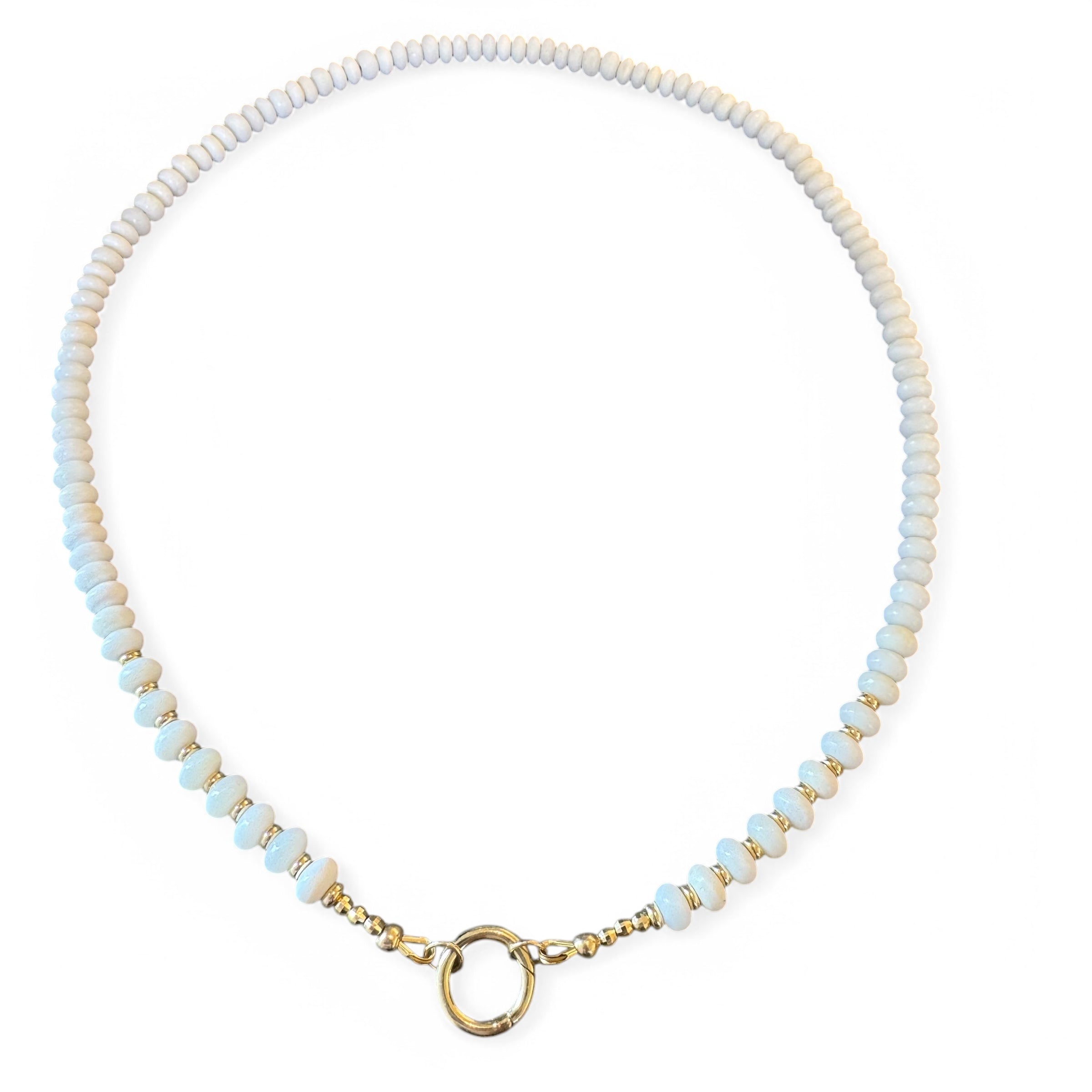 WHITE OPAL AND 14K GOLD NECKLACES