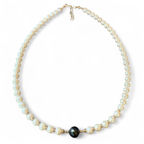 WHITE PEARL & TAHITIAN PEARL NECKLACE