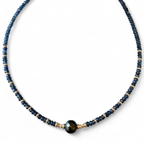 BLUE SAPPHIRE & TAHITIAN PEARL NECKLACE