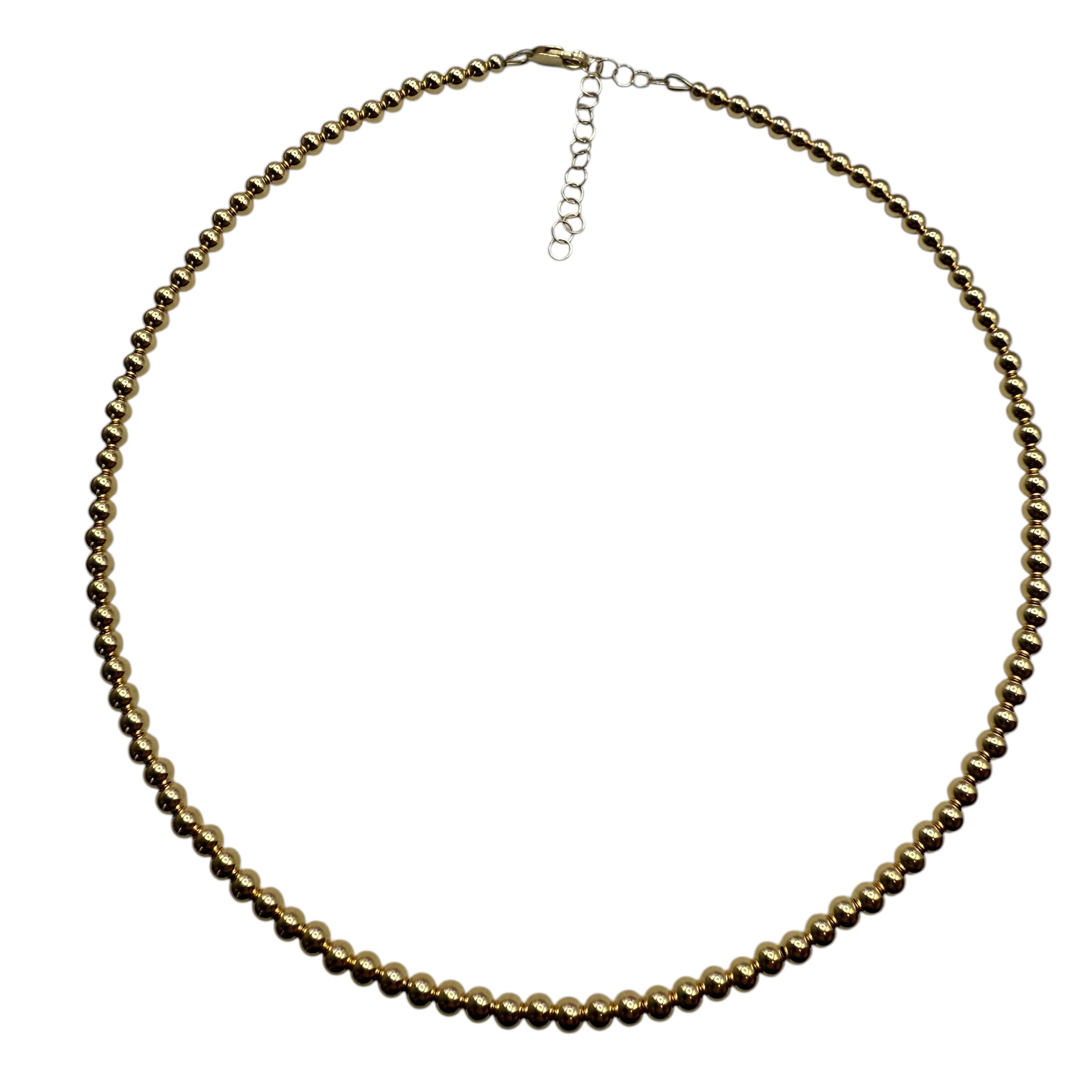 4MM ROUND GOLD BEADED NECKLACE