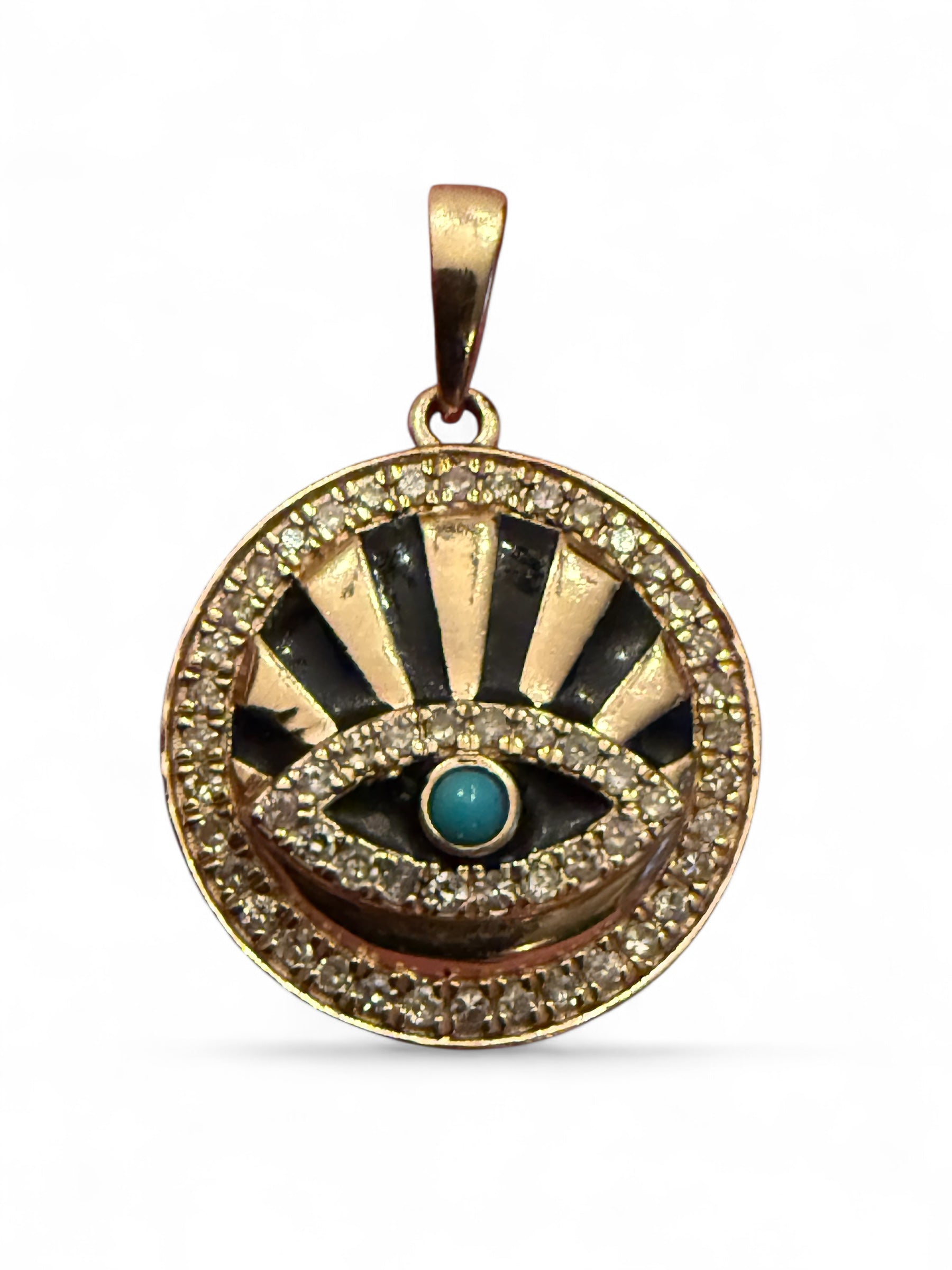 14K GOLD, DIAMOND & ENAMEL EVIL EYE CHARM