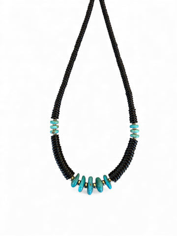 BLACK SPINEL & TURQUOISE NECKALACE