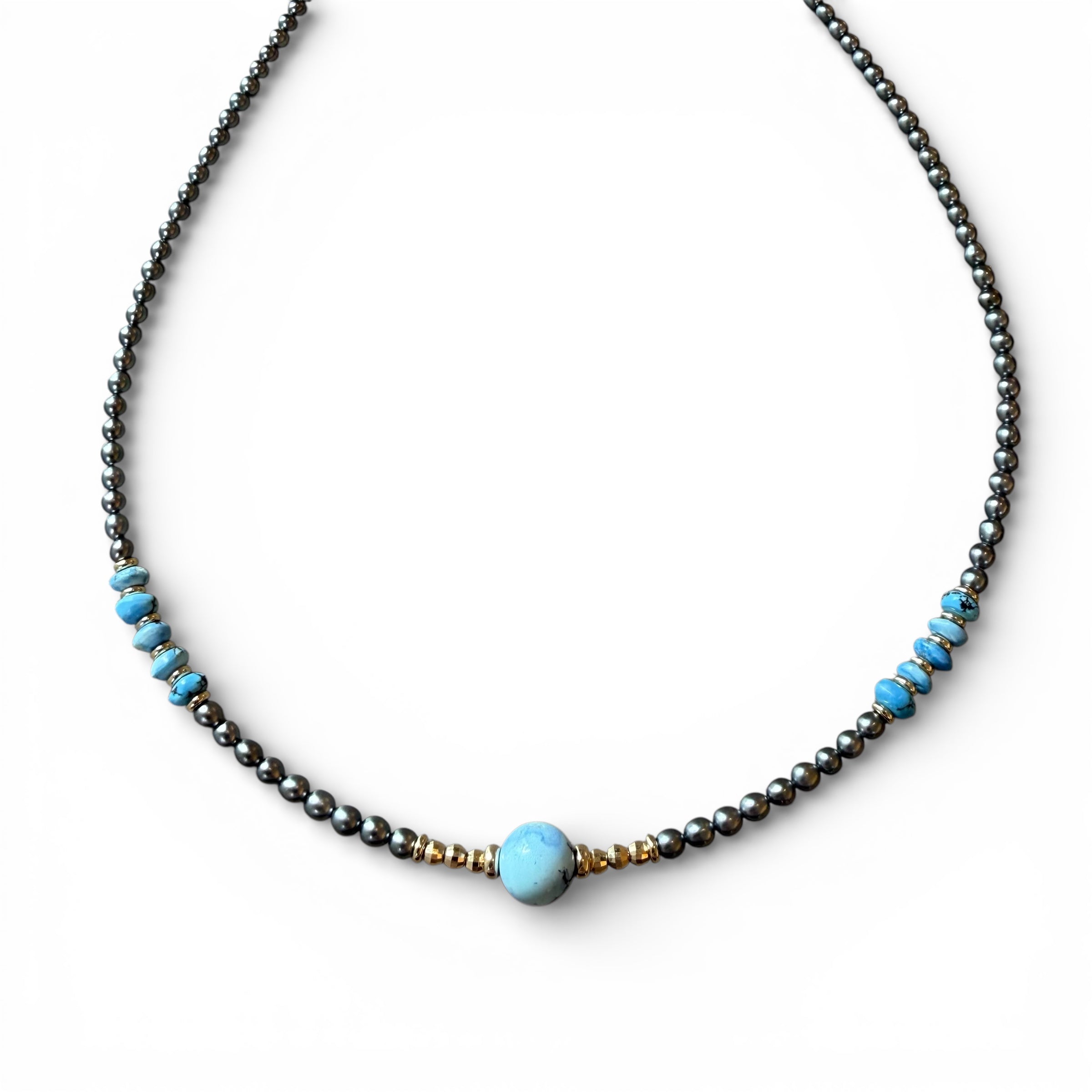 THE BABY TAHITIAN NECKLACES WITH GOLDEN HILL TURQUOISE