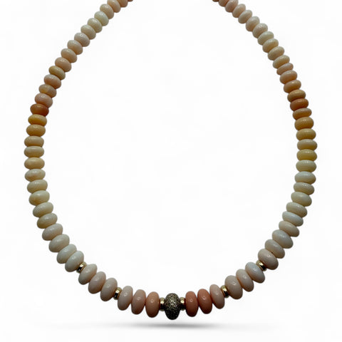 CREAMSICLE OPAL AND DIAMOND NECKLACE