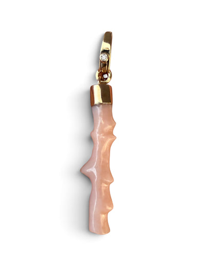 PINK CORAL AMULET SET IN 14K GOLD