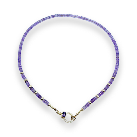 AMETHYST NECKLACE WITH 14K GOLD AND DIAMOND CLASP