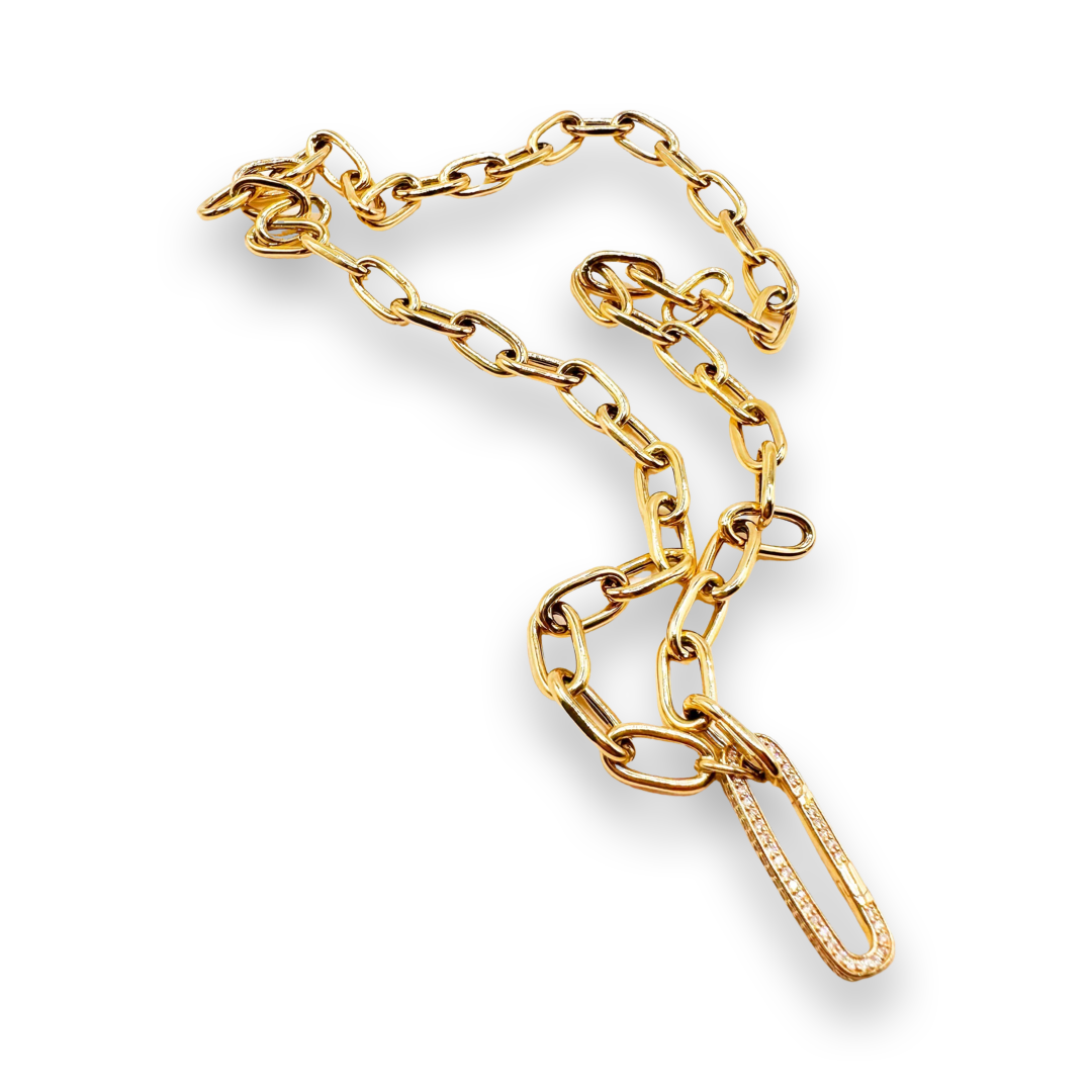 14K GOLD LINK CHAIN WITH 3 SIDED DIAMOND CLASP