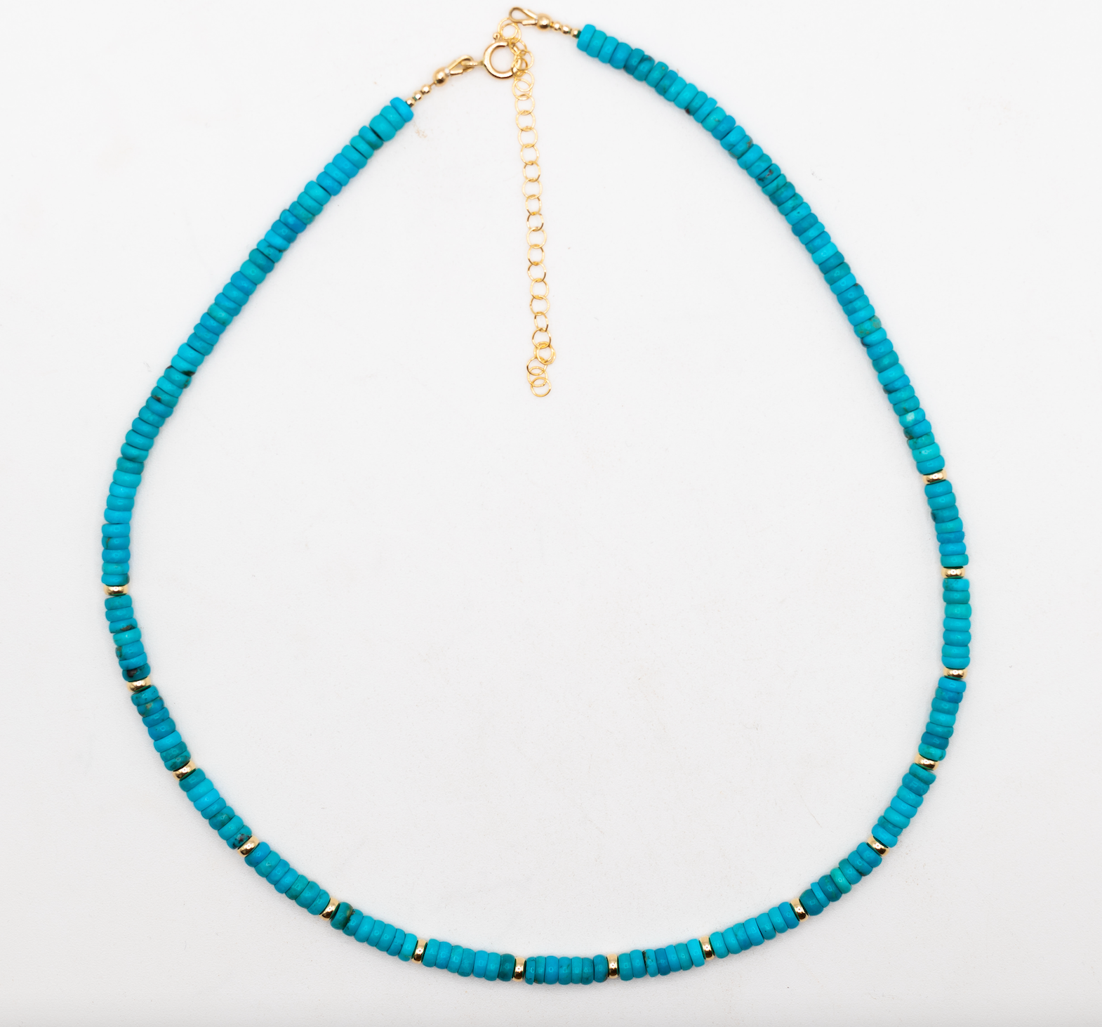 SLEEPING BEAUTY TURQUOISE WITH 14k GOLD  NECKLACE