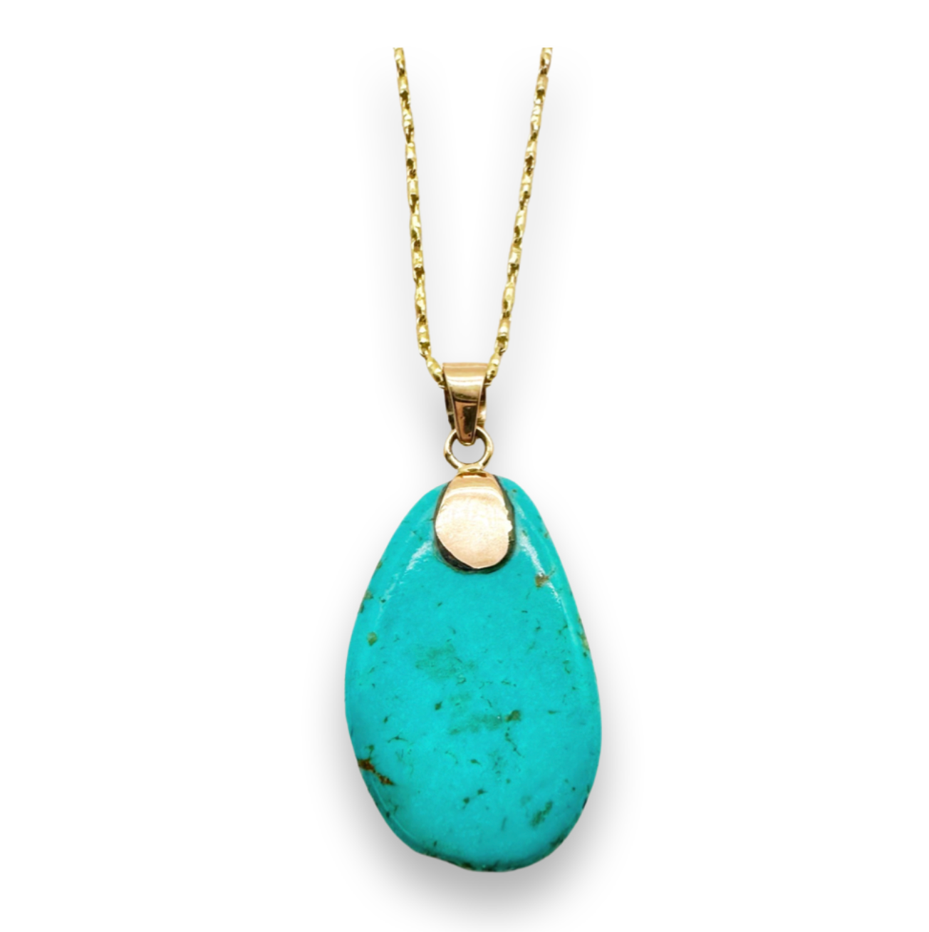 TURQUOISE PEBBLE AMULETS SET IN GOLD