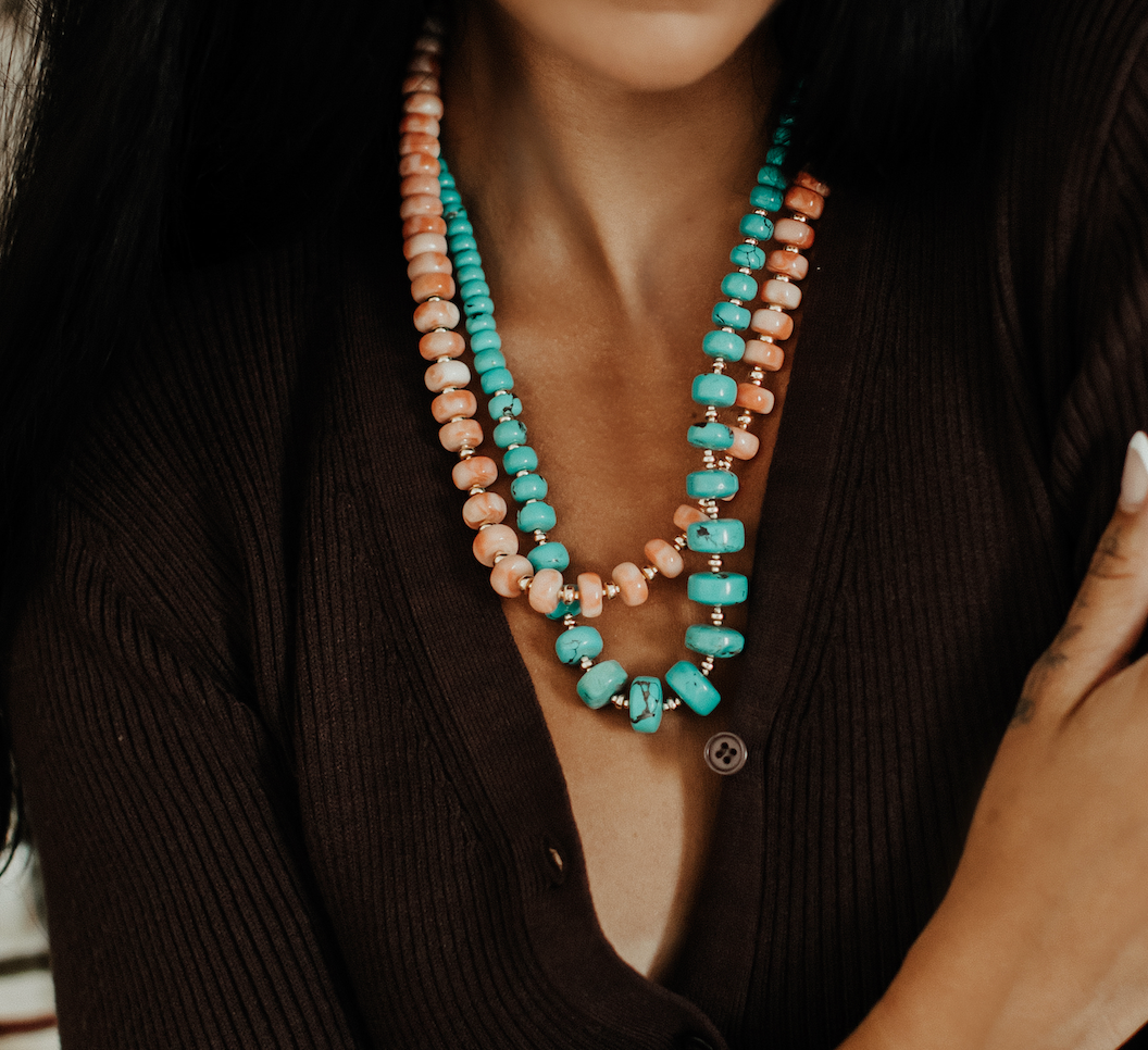 LARGE CORAL & TURQUOISE NECKLACES