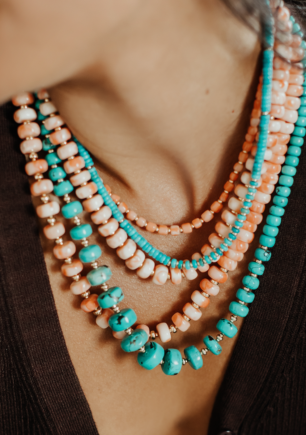 LARGE CORAL & TURQUOISE NECKLACES
