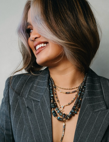 LARGE LABRADORITE & 14K GOLD NECKLACES