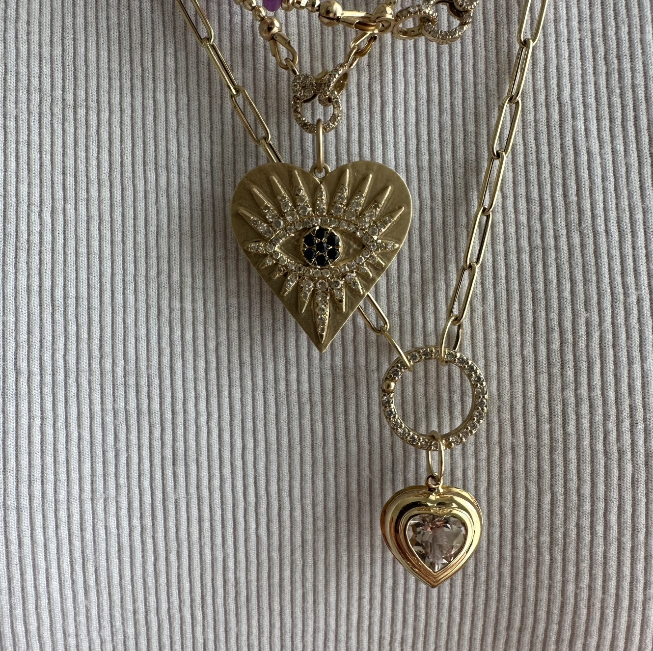 14k GOLD GEMSTONE HEARTS