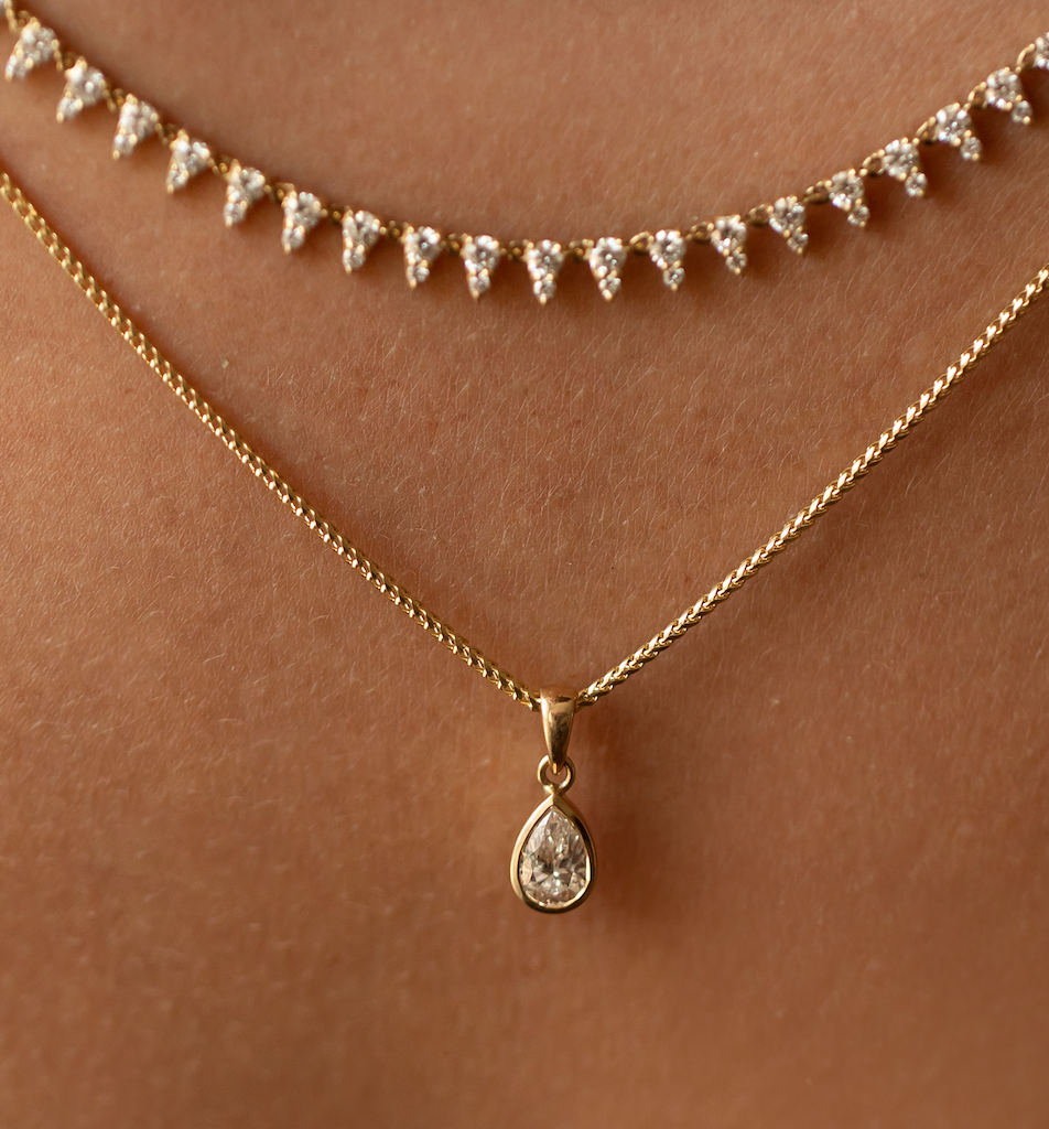 THE DIAMOND DROP PETAL NECKLACE