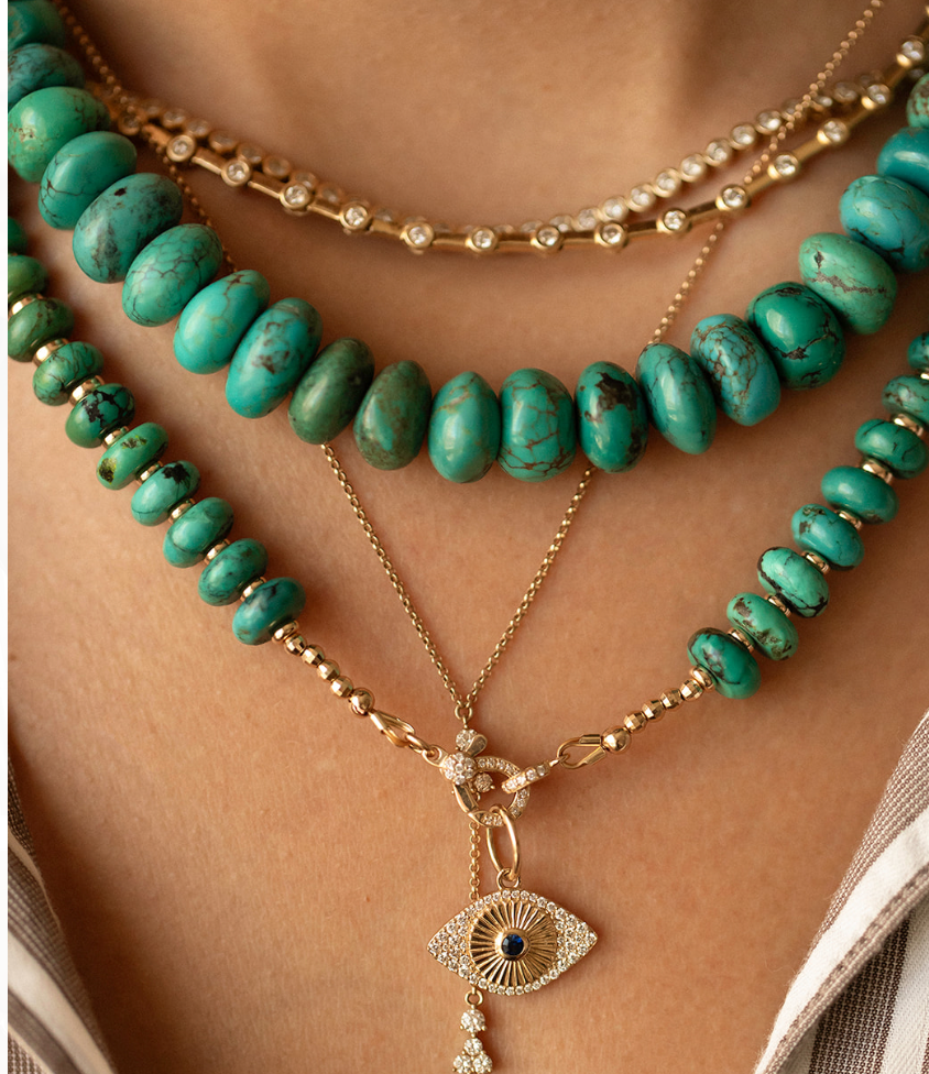 TURQUOISE RONDELLE NECKLACE. ONE OF A KIND