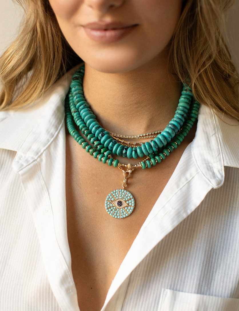 TURQUOISE RONDELLE NECKLACE. ONE OF A KIND