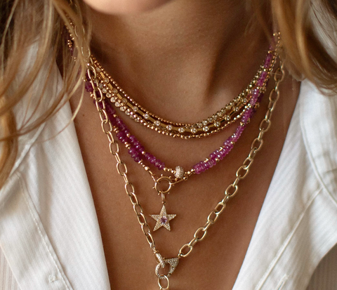 PINK SAPPHIRE AND 14K GOLD NECKLACES