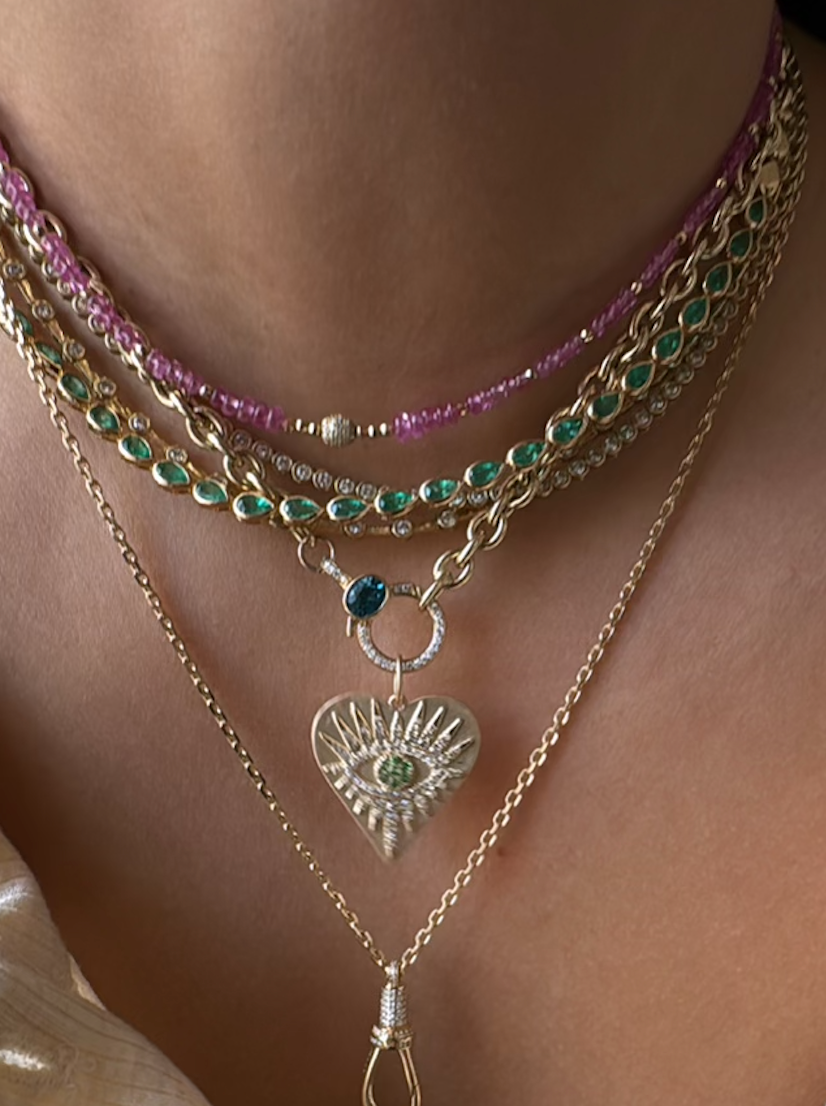 14K GOLD AND EMERALD NECKLACE