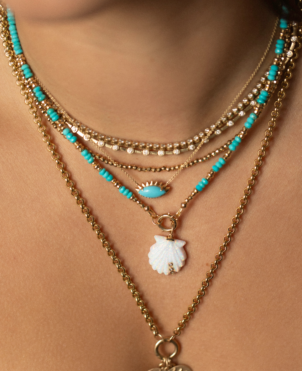 14K GOLD & TURQUOISE PROTECTION NECKLACE