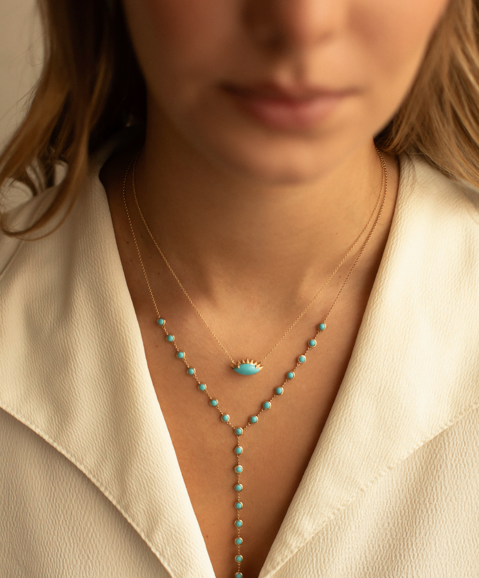 14K GOLD & TURQUOISE PROTECTION NECKLACE