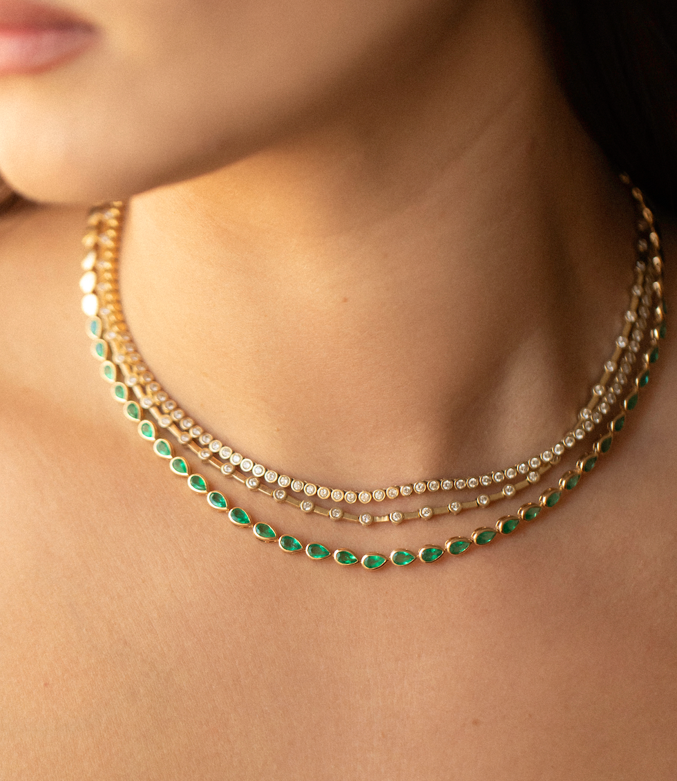 14K GOLD AND EMERALD NECKLACE