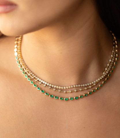 14K GOLD AND EMERALD NECKLACE