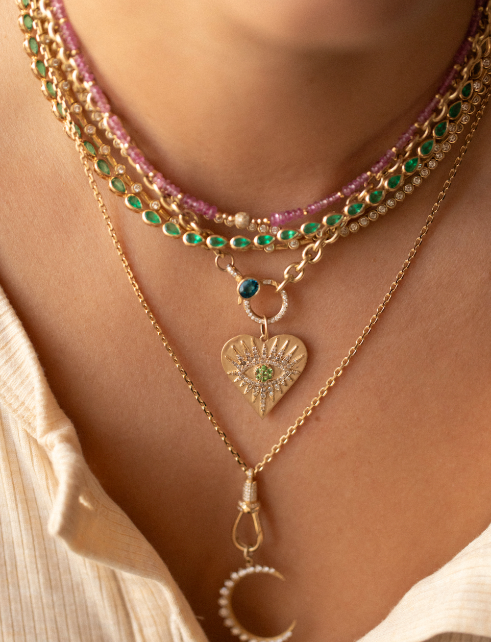 14K GOLD AND EMERALD NECKLACE