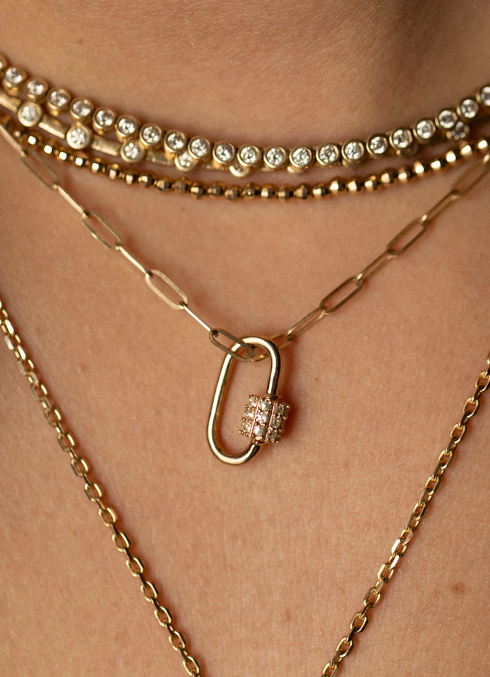 14K GOLD BEZEL DIAMOND TENNIS NECKLACE