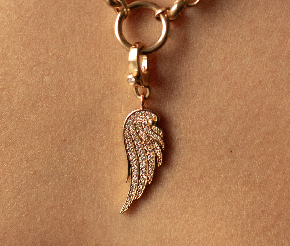 14K GOLD & DIAMOND ANGEL WING CHARM