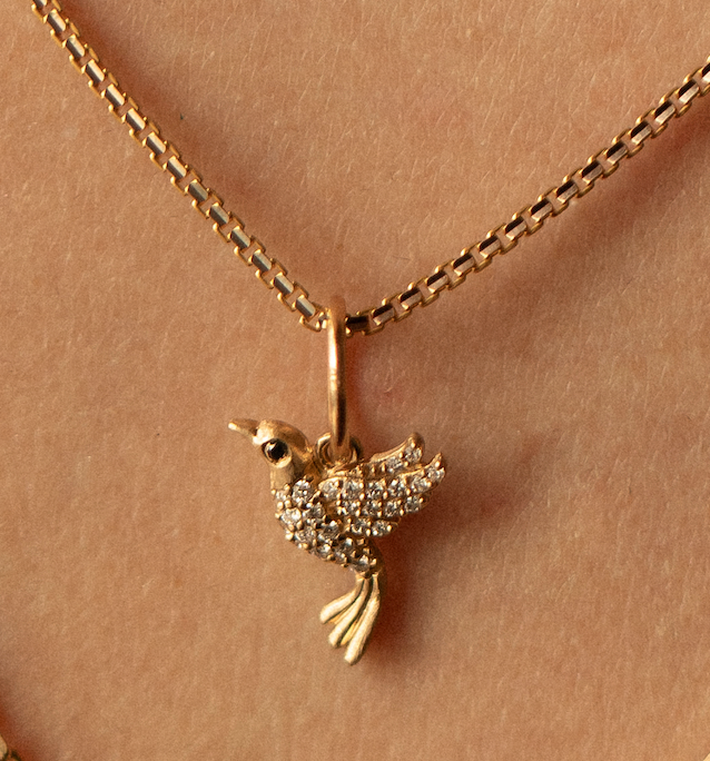 DIAMOND HUMMINGBIRD CHARM