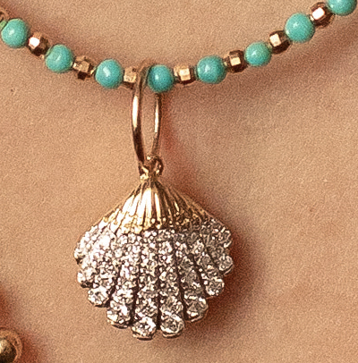 14K SOLID GOLD & DIAMOND SHELL CHARM & NECKLACES